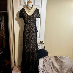 New Candalite Women’s Lace Mesh Illusion Sheer Floral Dark Romance Maxi Dress 2X